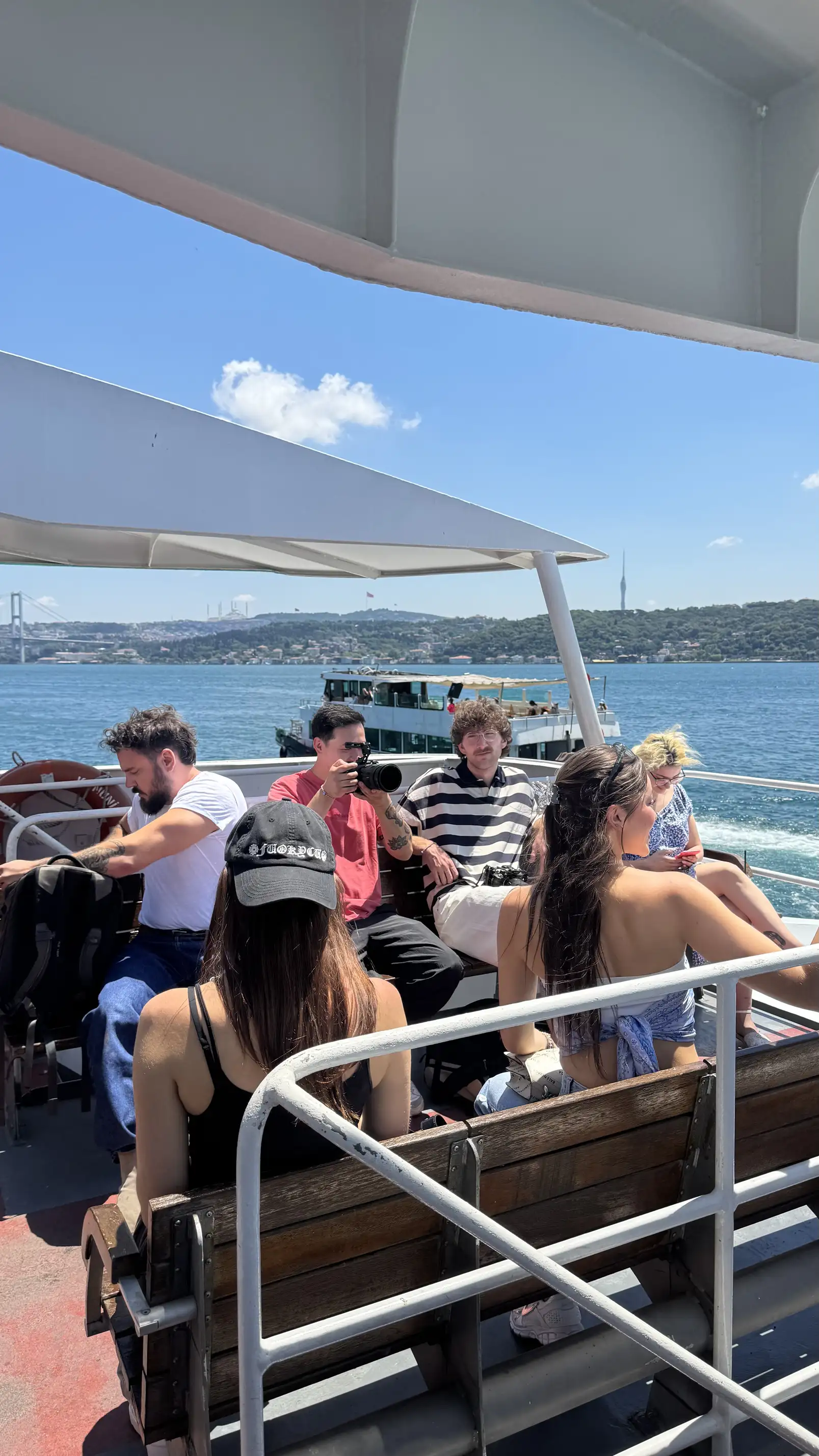 Filming on Bosphorus Strait with Ferry / Yacht